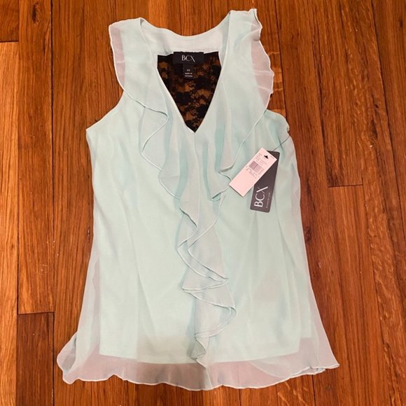 LAST CHANCE - BCX Mint Sleeveless Top Lace Back XS - Picture 1 of 6